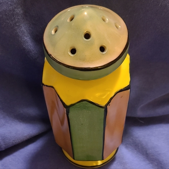 Vintage Lusterware Large 6" Shaker Art Deco Jadite Green Yellow Peach - Picture 3 of 7